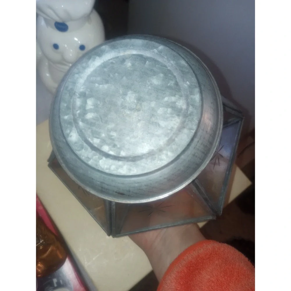 Aluminum Tea Light/ Terrarium Hexagon Candle Holder Glass Star‎ 7 Inch Plants